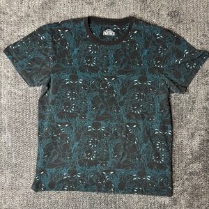 Marvel Studios Black Panther All Over Print T-Shirt Mens Medium Black Teal Blue